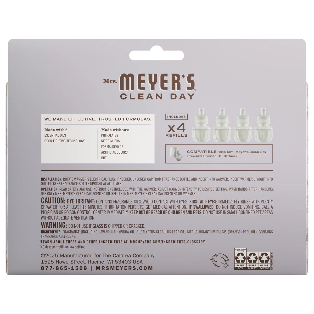 Lavender Plug In Scented Oil Refill, 4-Pack
